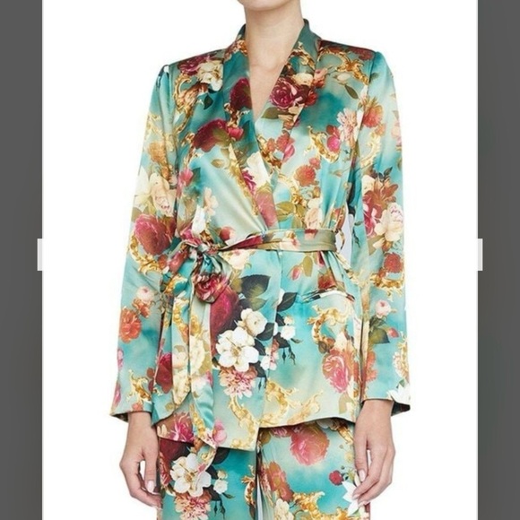 L'Agence Everly Wrap Shawl Silk Blazer in Rococo Floral Multi Size XS - Picture 5 of 12